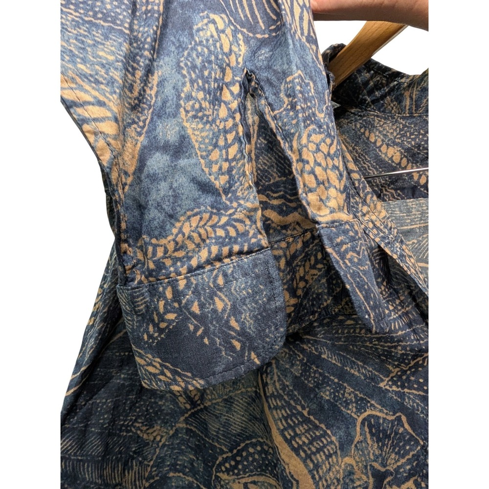 NWT Lauren Ralph Lauren Button Down Indigo Multi Batik Floral Print Shirt - XL - Picture 4 of 9